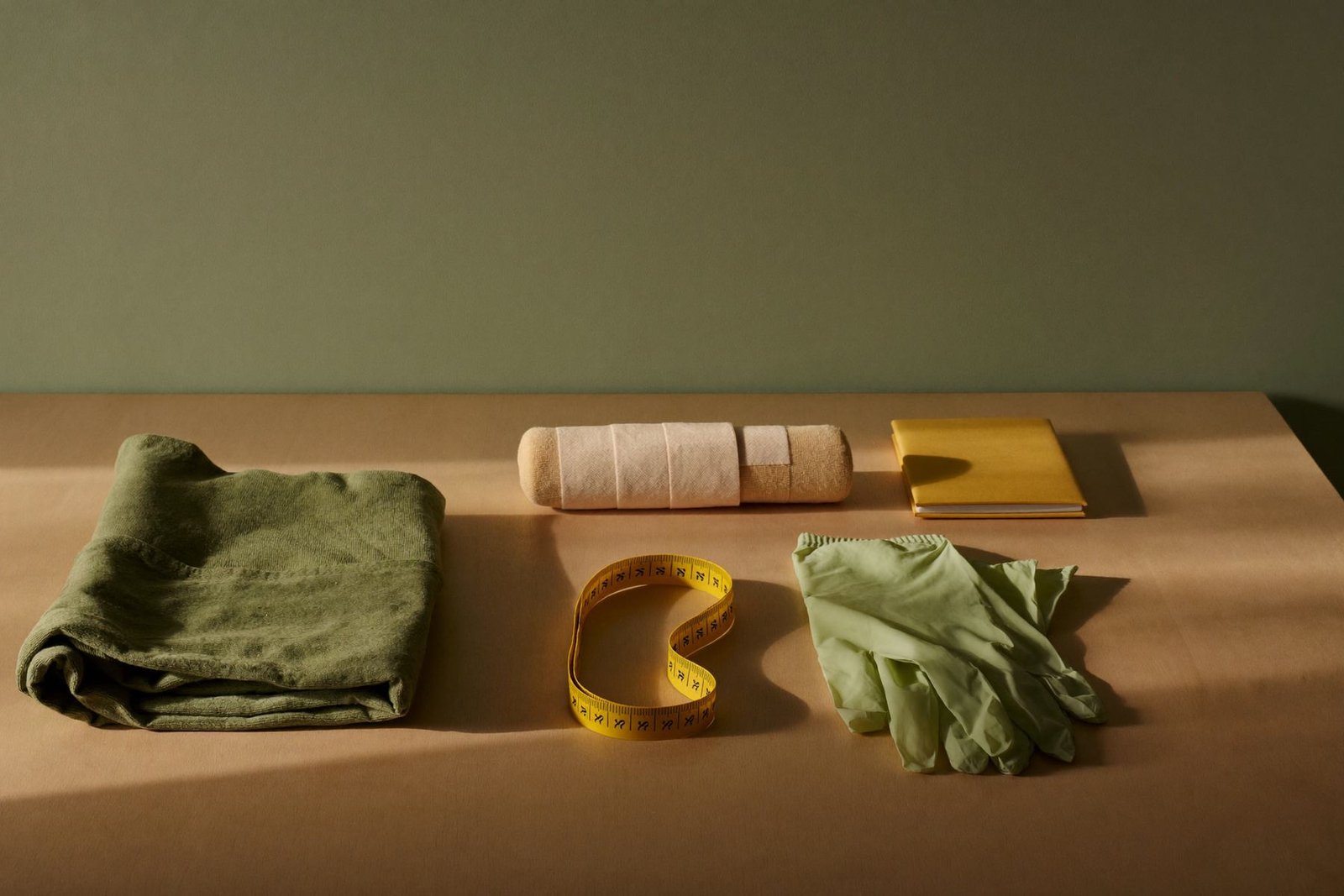 The measuring tape, gloves and compression materials used in a lymphatic appointment