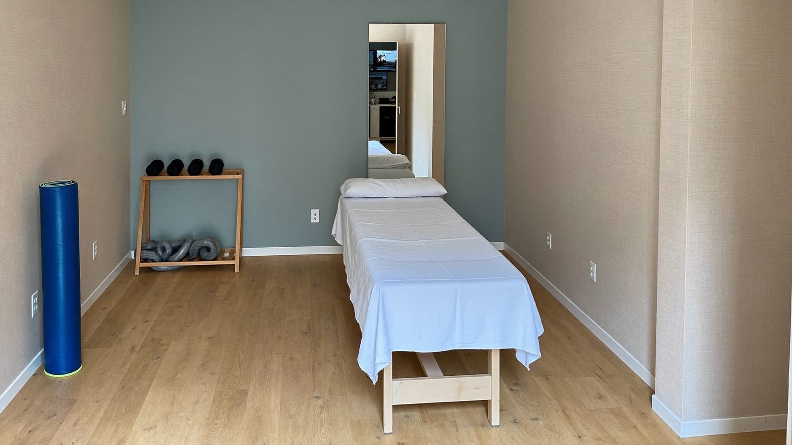 The treatment area, set up before you arrive
